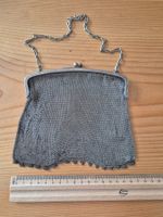 Tasche aus Silbermetallgeflecht mit Kette guter Zustand alt