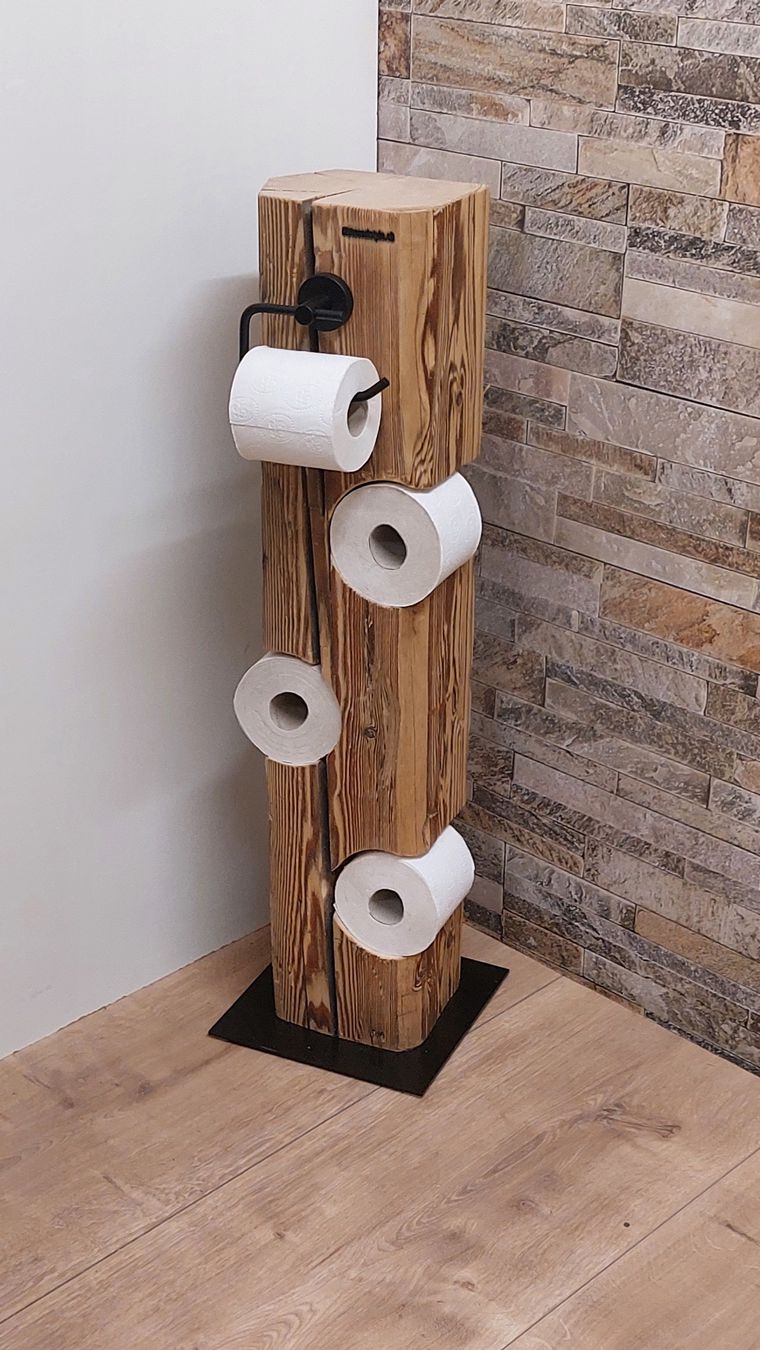 WC: Rustikaler WC-Rollenständer aus einem Altholzbalken – Nuovo e nell'imballaggio originale da Egnach venduto da Oldwoodstyle 9