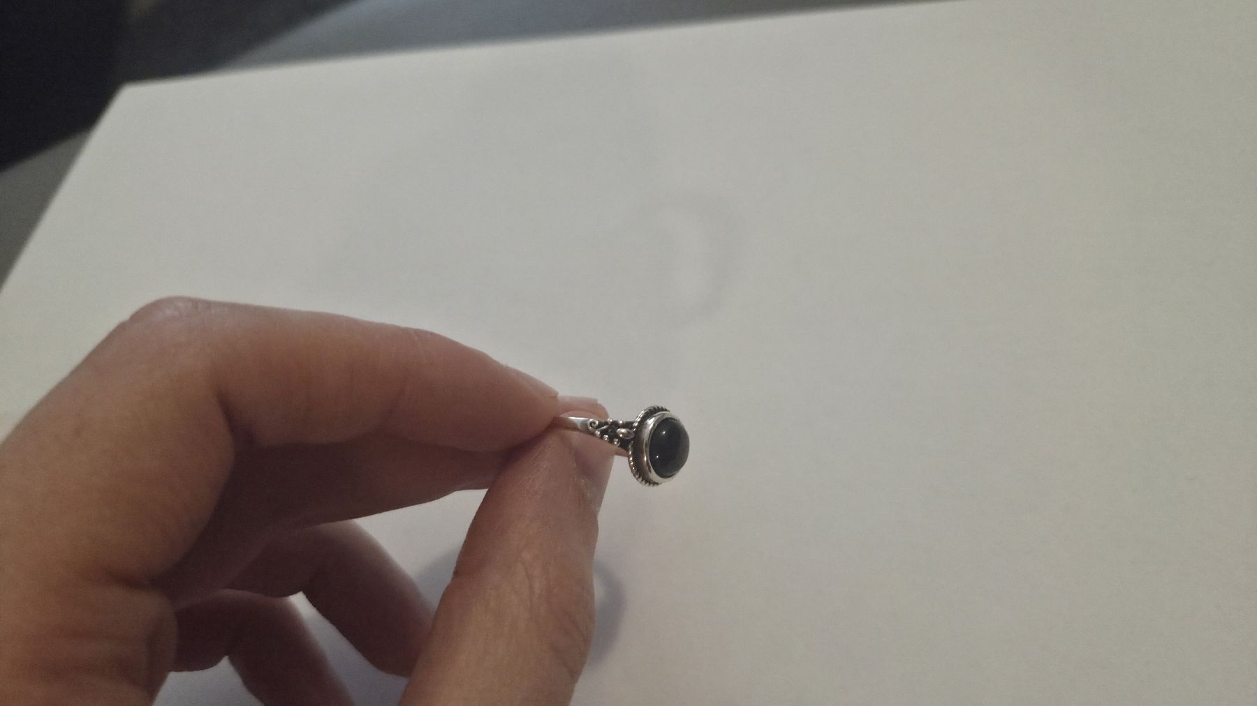 Anelli: Bague argent 925 52 pierre naturel obsidienne oeil céleste  – Usato da Neuchâtel venduto da Atashi_dayo 1
