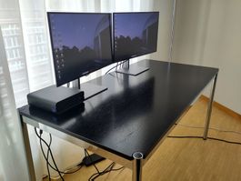 Tisch USM Haller 150x75 cm, Schwarz/Verchromt