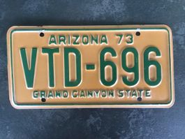 Original USA Nummernschild Arizona 1973 (Grand Canyon)