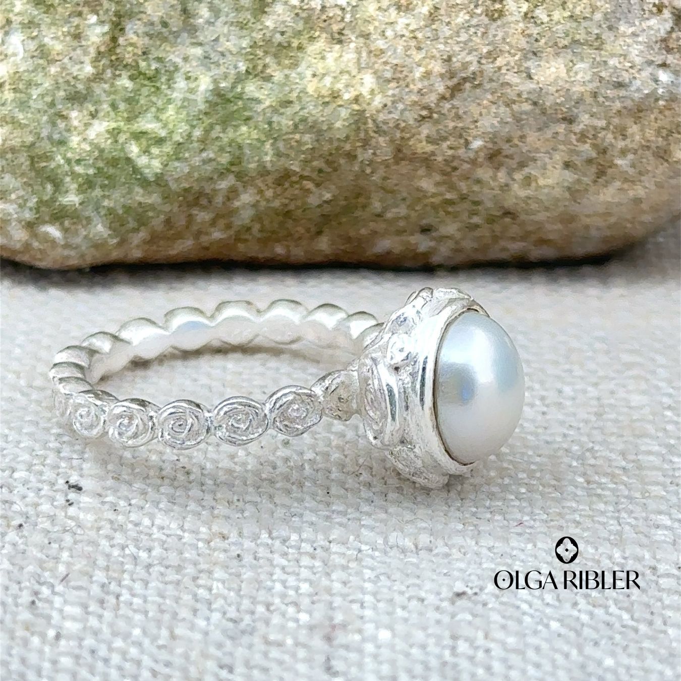 Olga Ribler Anelli: Silberring mit Perle Blumenmuster Grösse 50 – Nuovo (secondo la descrizione) da Luzern venduto da Schmuckoutlet 6