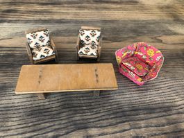 ✨🪑 Vintage Möbel Stube Sessel Tisch für Puppenhaus 🪑✨