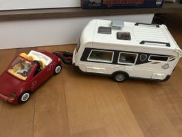 Playmobil Brautpaar mit Auto und Wohnmobil- Anhänger