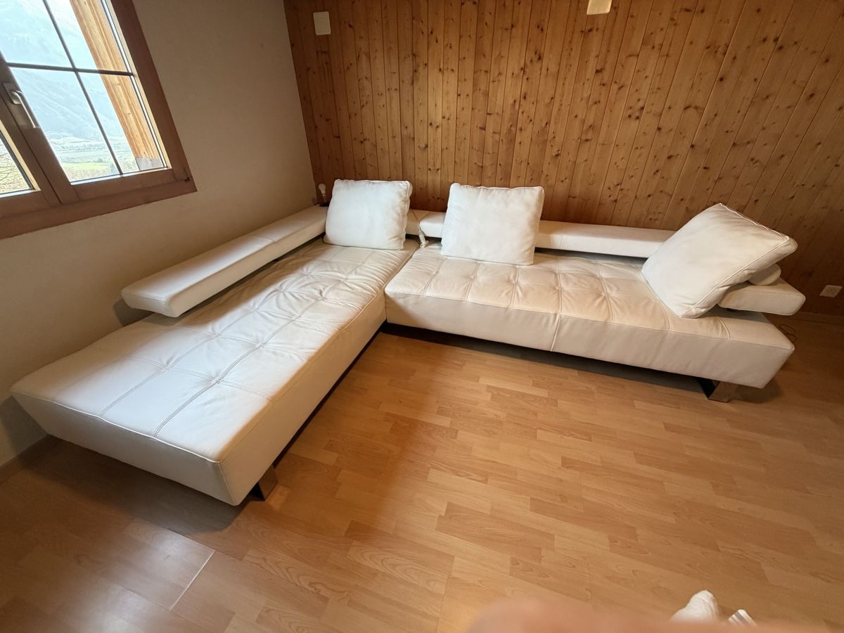 Divani: Weisses echt Leder Ecksofa mit Kissen – Usato da Vilters venduto da pizol03 1