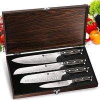 Küchenmesserset 4 tlg mit Geschenkbox aus Holz