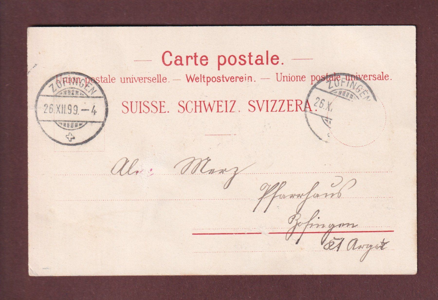 Cartoline postali: VIERWALSTÄTTERSEE - Möbelfabrik L. Meyer - 1899 – Usato da Pully venduto da nicecards 1