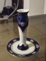 Zsolnay Kerzenständer kobaltblau-weiss Goldrand 