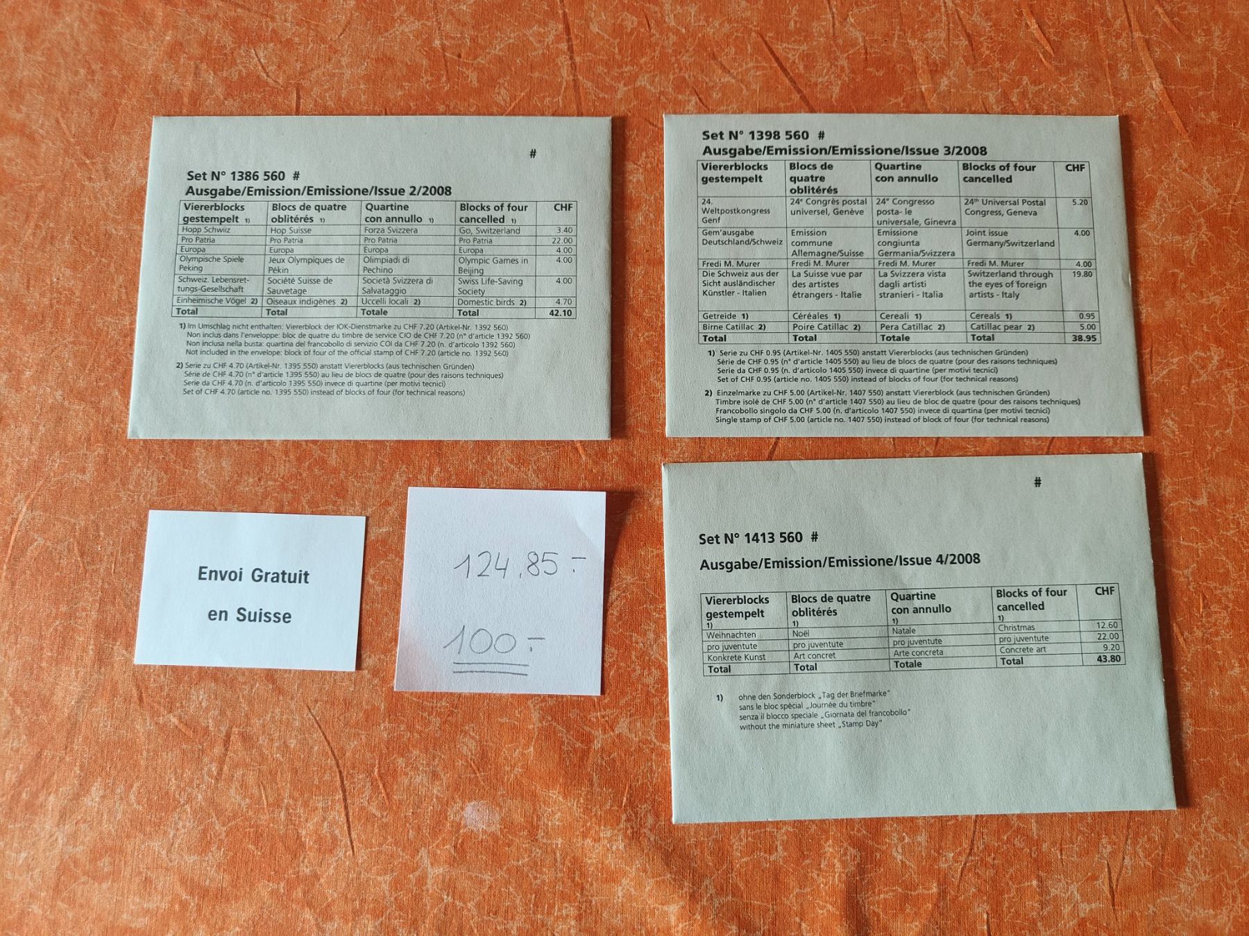 Tutti i francobolli: Timbre 2008 blocs de 4 oblitérés – Nuovo e nell'imballaggio originale da Gryon venduto da Jessicaj87