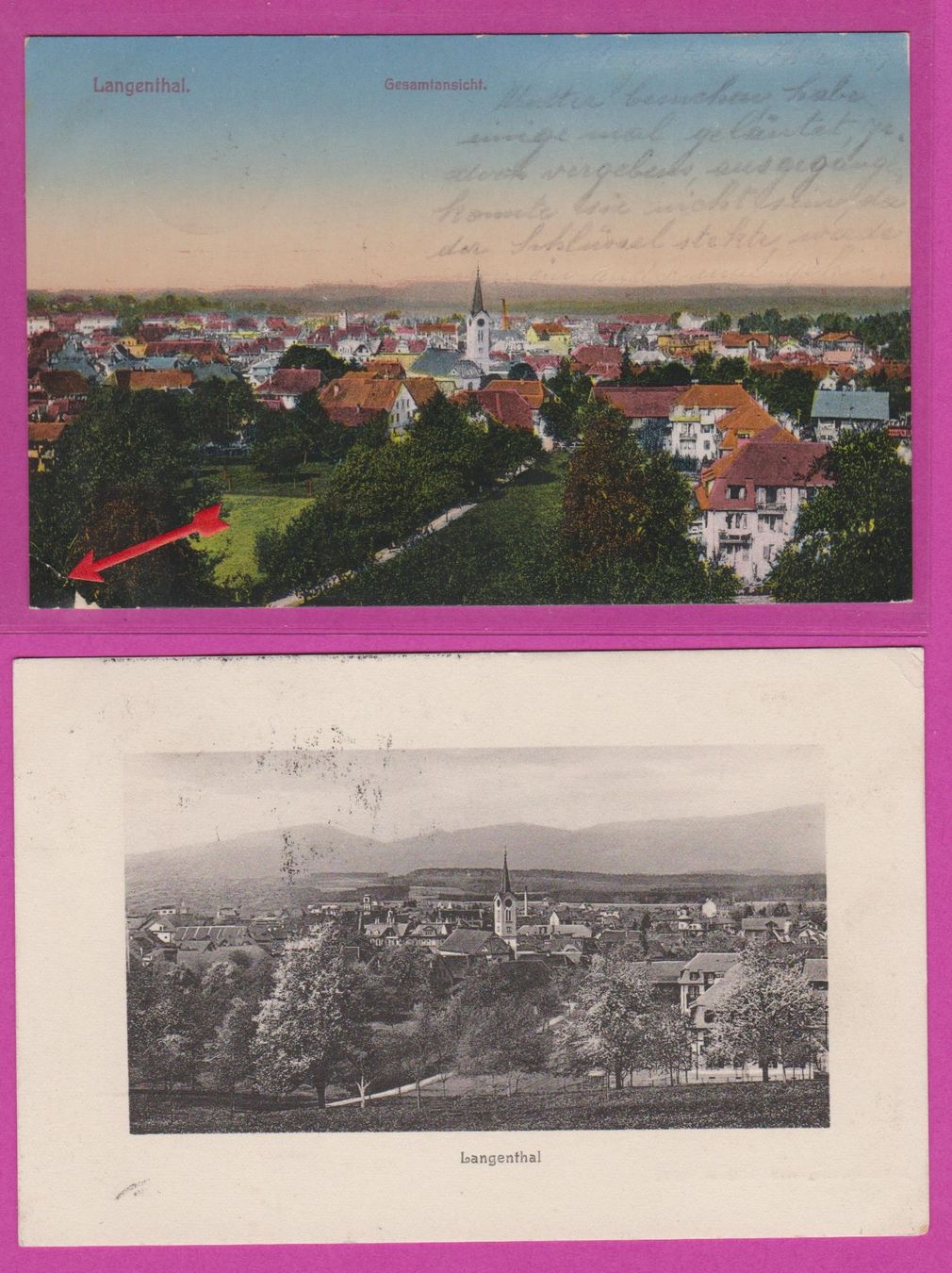 Cartoline postali: Langenthal BE  :   Lot von 7 alten Ansichtskarten – Usato da Vitznau venduto da Ropaku 2