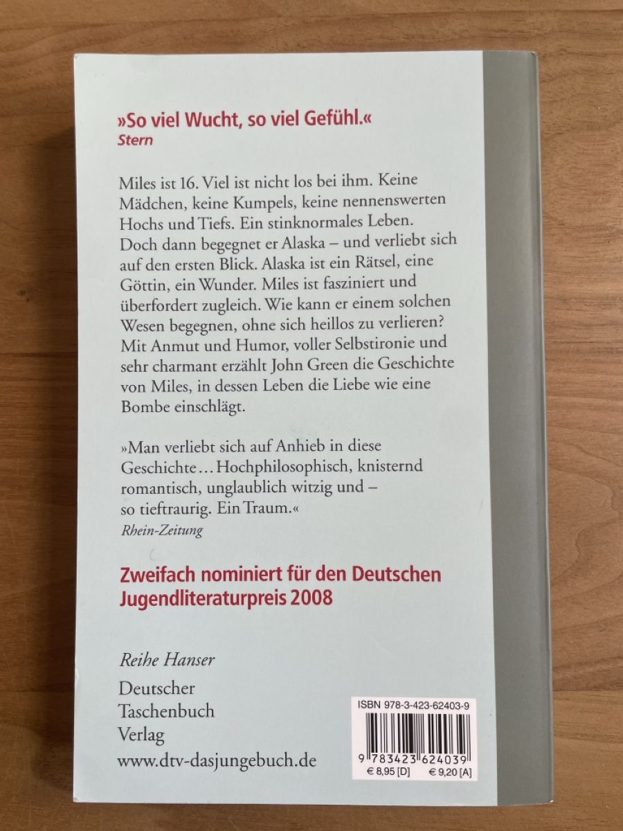 Bücher: Eine wie Alaska - John Green – Gebraucht aus Fribourg von Mymikrakra01 1
