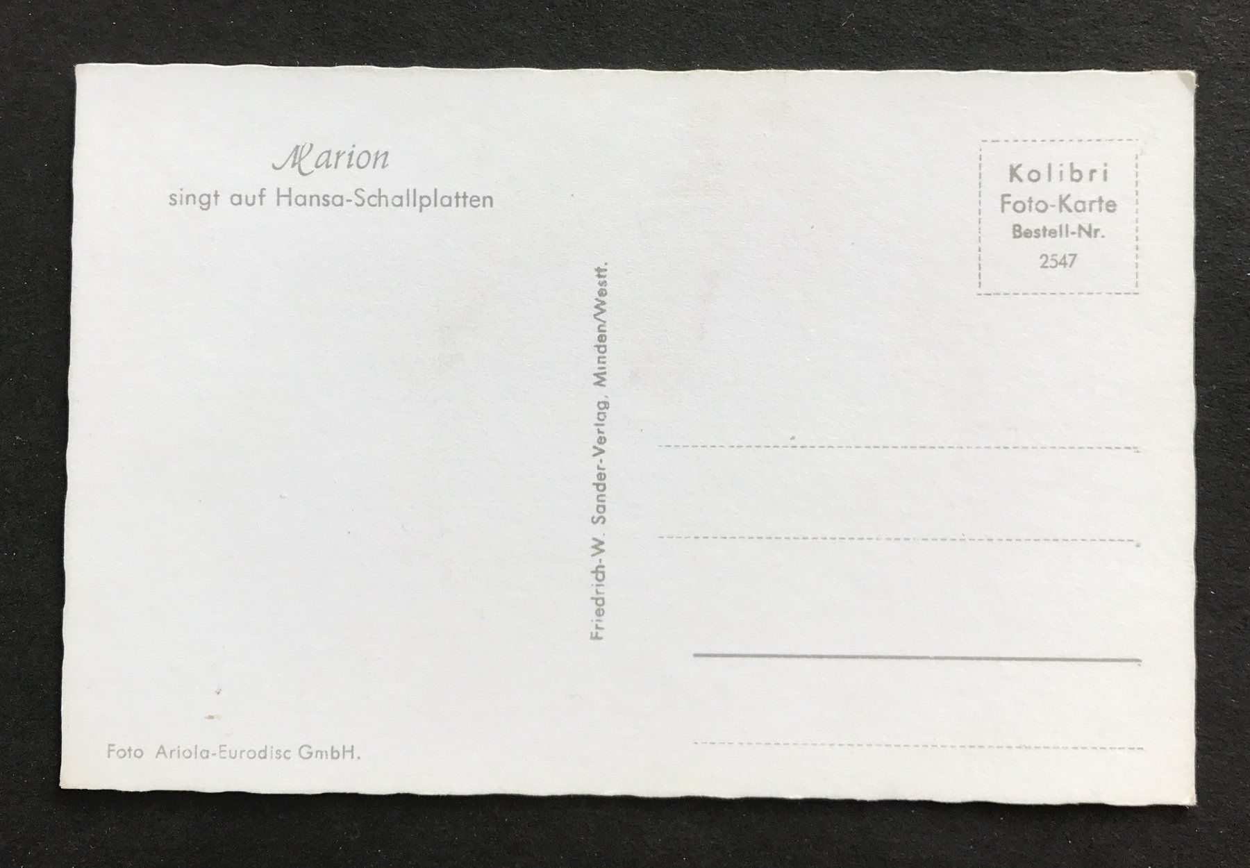 Cartoline postali: ANSICHTSKARTE MARION – Usato da Ostermundigen venduto da wini63 1