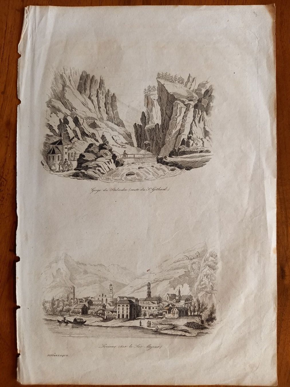 Dipinti: ancienne gravure Locarno et Gothard – Usato da Lausanne venduto da leneko