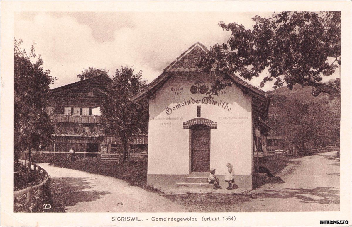 Cartoline postali: Sigriswil BE // 1934 Gemeinde-Gewölbe – Usato da Basel venduto da intermezzo12