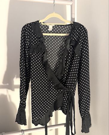 Polka Dot Wrap Blouse