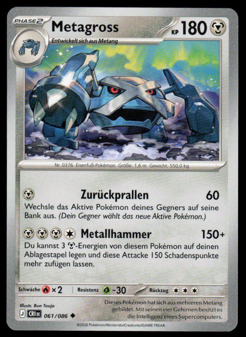 Pokémon Carte collezionabili: Pokemon Metagross 061/086 – Usato da Herisau venduto da Pokemon2025