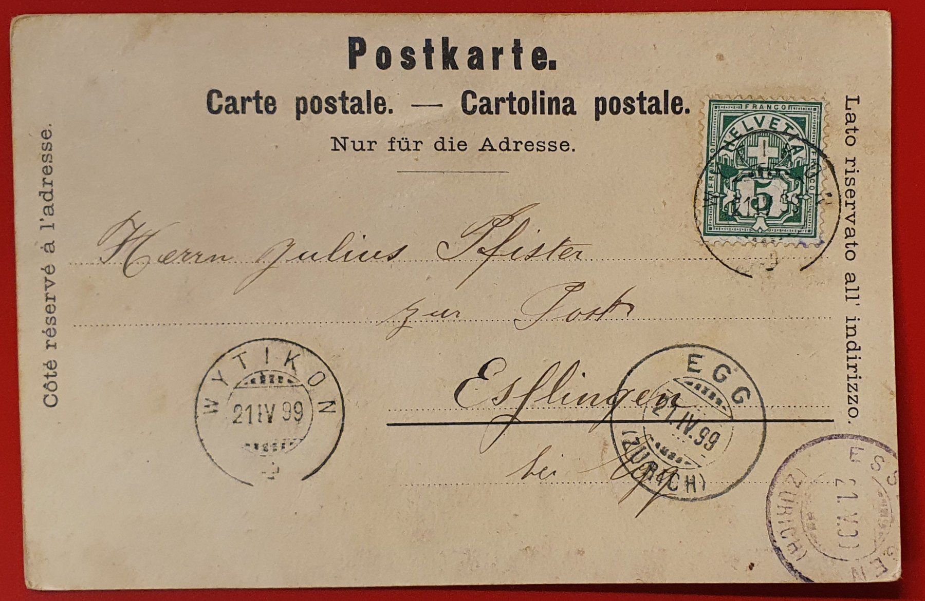 Cartoline postali: Lausanne 1899 – Usato da Kreuzlingen venduto da Rschweiz1 1