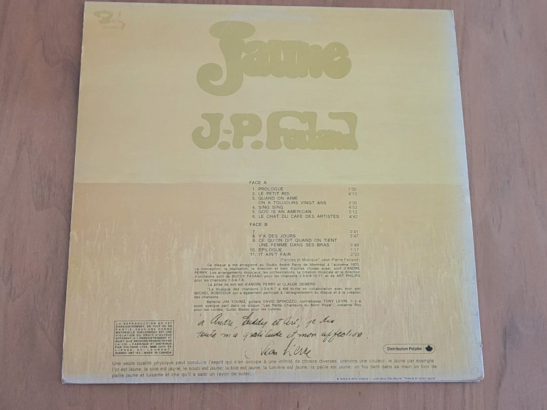 Schallplatten: LP  Jean-Pierre Ferland – Gebraucht aus Martigny von MZ-67 1