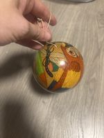 Pallina decorativa zucca dipinta a mano con uccelli e insett