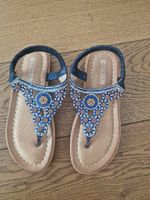Wunderschöne Sandaletten blau Grösse 38 verziert, wie neu!