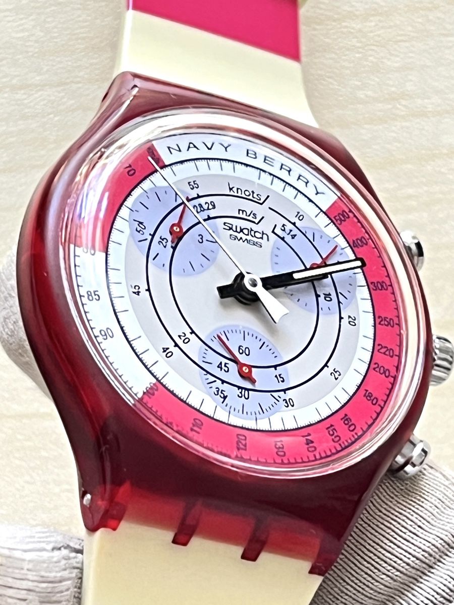 Swatch Orologi: Swatch Navy Berry Uhr mit Chronograph rotes Gehäuse  – Usato da Grenchen venduto da chththl 2