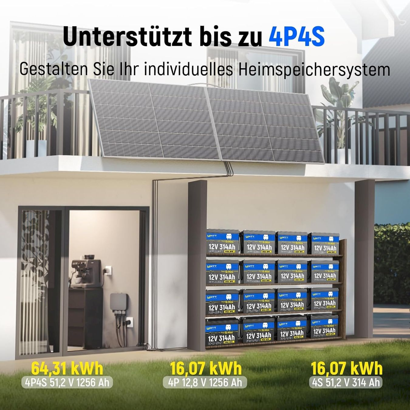 Batterie: WattCycle LiFePO4 Batterie 12V 314Ah BMS – Nuovo e nell'imballaggio originale da Bottighofen venduto da zaap 6