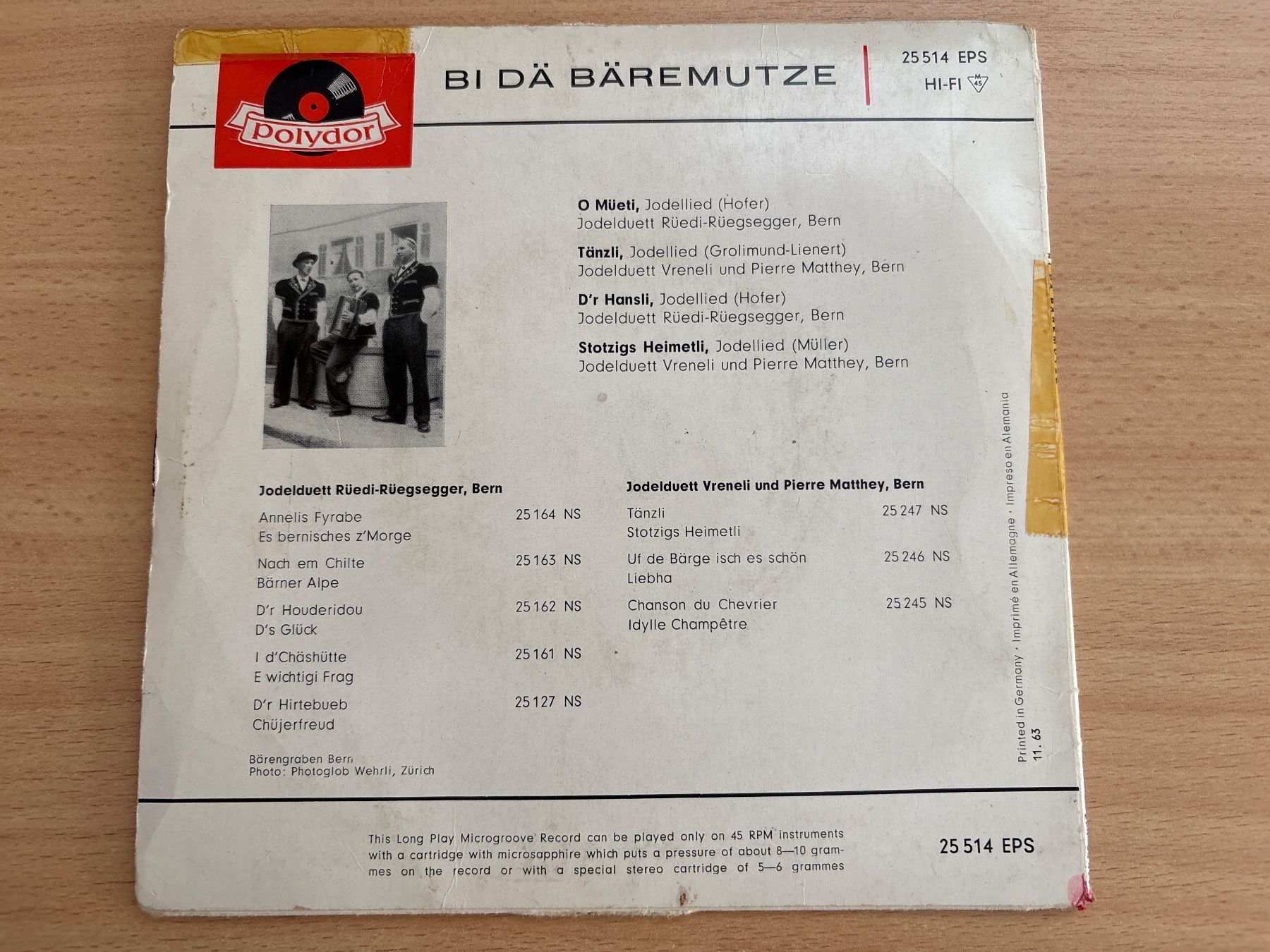 Dischi in vinile: Schallplatte: Bi dä Bäremutze - Jodelduett Rüedi-Rüegsegger – Usato da Ibach venduto da lisch3 3