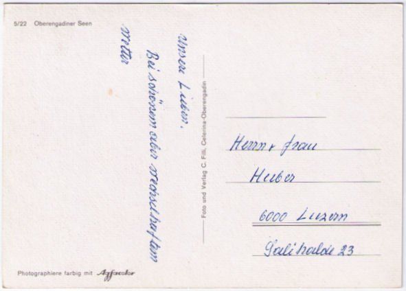 Cartoline postali: Oberengadiner Seen. – Usato da Binningen venduto da Mountainrider 1