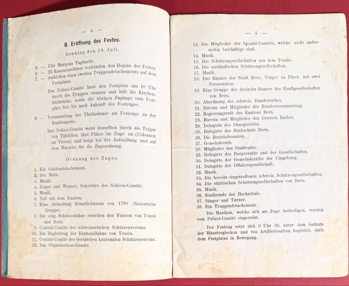 Livres: Eidg. Schützenfest in Bern 1885 Festprogramm u. -reglemen – D'occasion à Bern par felberunderground 2