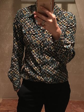 Seidenbluse 100% Seide gemustert Gr. 36 Globus