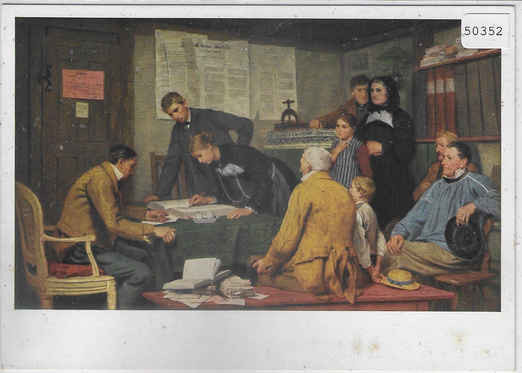 Cartoline postali: Albert Anker - Der Ehekontrakt - Le contract de mariage – Usato da Ettingen venduto da Kartenplanet