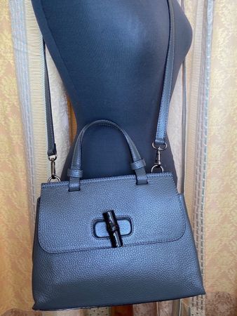 Ledertasche m. Bambooverschluss Designer Style