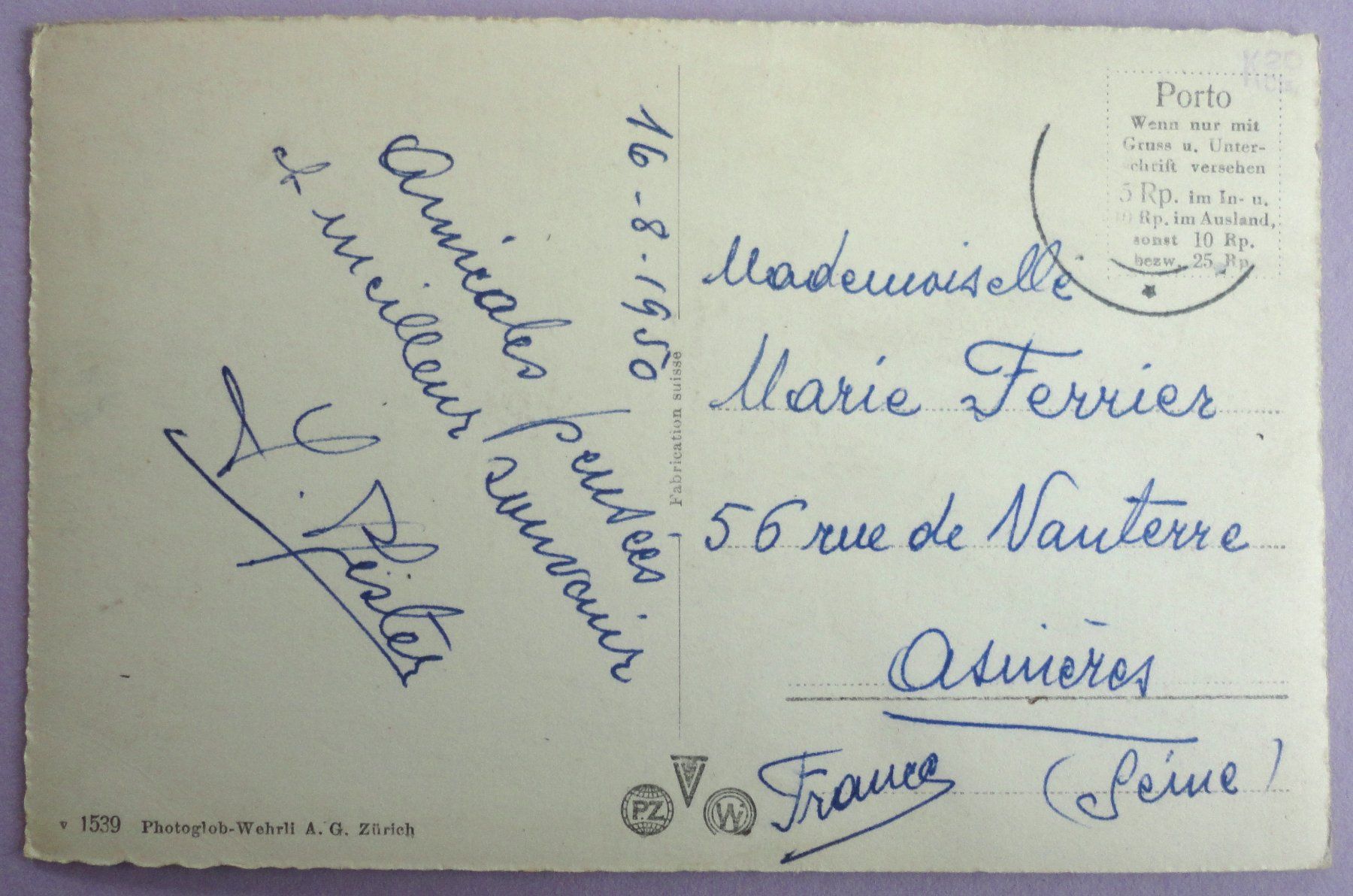 Cartoline postali: Thunersee mit Eiger, Mönch und Jungfrau – Difettoso da Fétigny venduto da Billy2miny 1