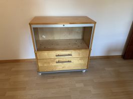 Büromöbel mit Rollen, 2 Schubladen und Ordnerschrank
