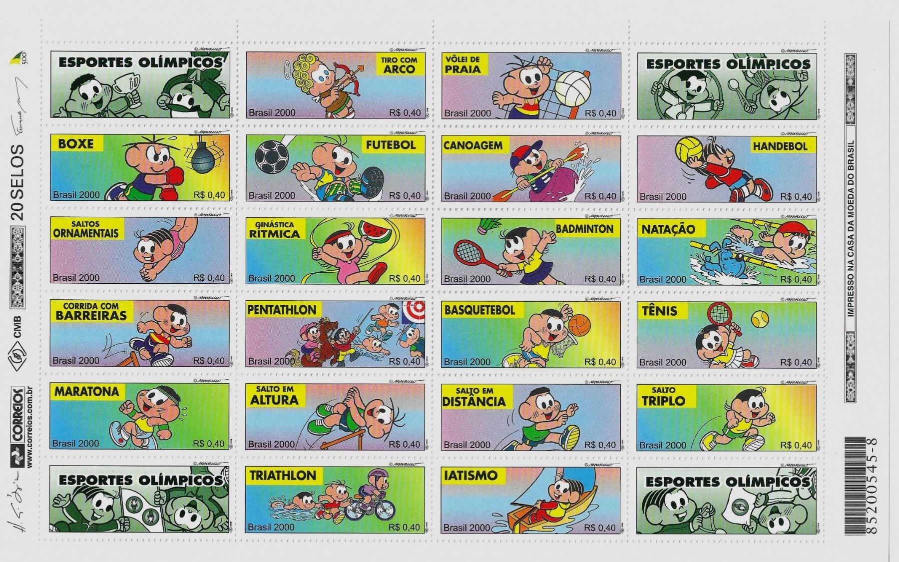 Alle Briefmarken: BRASILIEN 2 BL. OLYMPIADE SOMMER SIDNEY 2000 COMICS FIGUREN – Neu (gemäss Beschreibung) aus Schlossrued von Aronliam 1