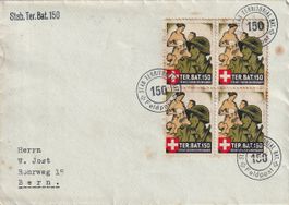 1939 4er-Block Soldatenmarken auf Brief