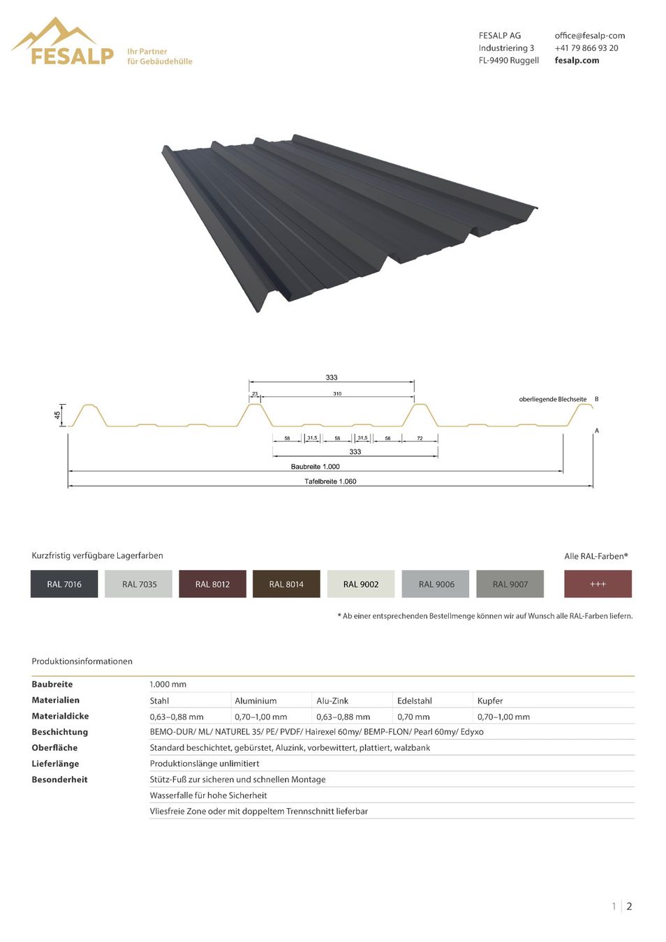 Sonstige Baumaterialien: Trapezblech/ Holzabdeckung/ Scheunendach/Gartenhaus – Neu und originalverpackt aus Vaduz von FESALP 3