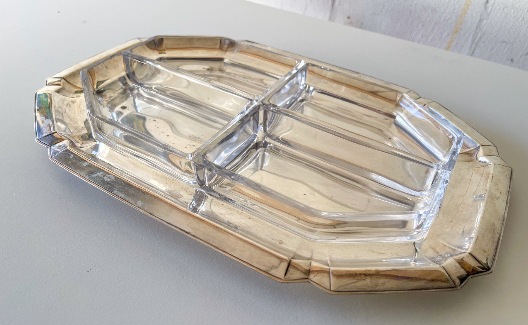 Piatti di portata: Silberne Servierplatte mit Glaseinsatz - Vintage – Usato da Bülach venduto da sabrista 5