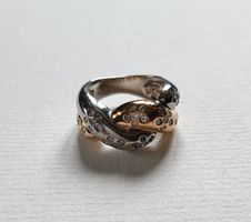 Massiv 750 Weiss & Rose Gold Ring Mit Diamanten