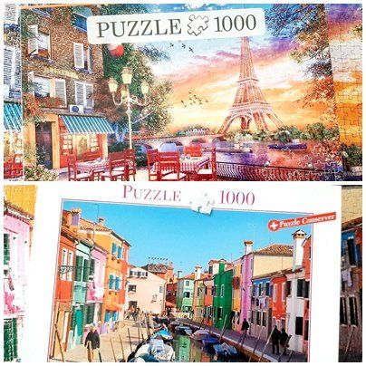 Puzzles: 2 Puzzle 1000er Paris und Venedig Set – Gebraucht aus Flaach von maj_w_