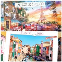 2 Puzzle 1000er Paris und Venedig Set
