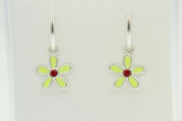 Silber Creole Blume  Zirkonia 925 Sterling Silber Emailliert