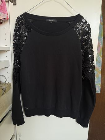 Jaspal Pullover, schwarz, Gr. XS, Spitzeärmel, Top Zustand!