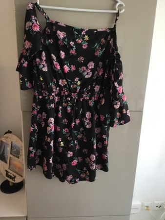 Sommerhosen Kleid Blumen schwarz Gr. 40