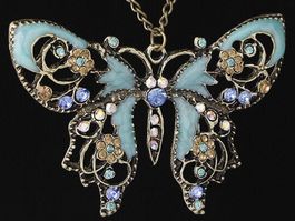 Women 925 Silver Cubic Zirconia Dragonfly Pendant Necklace