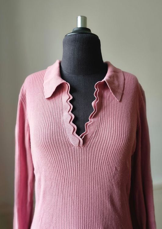 Morgan Maglioni & Felpe: Rosa Rippenpullover Kragen Langarm, Morgan, Gr. 38 – Usato da Wattwil venduto da tannenmeise73