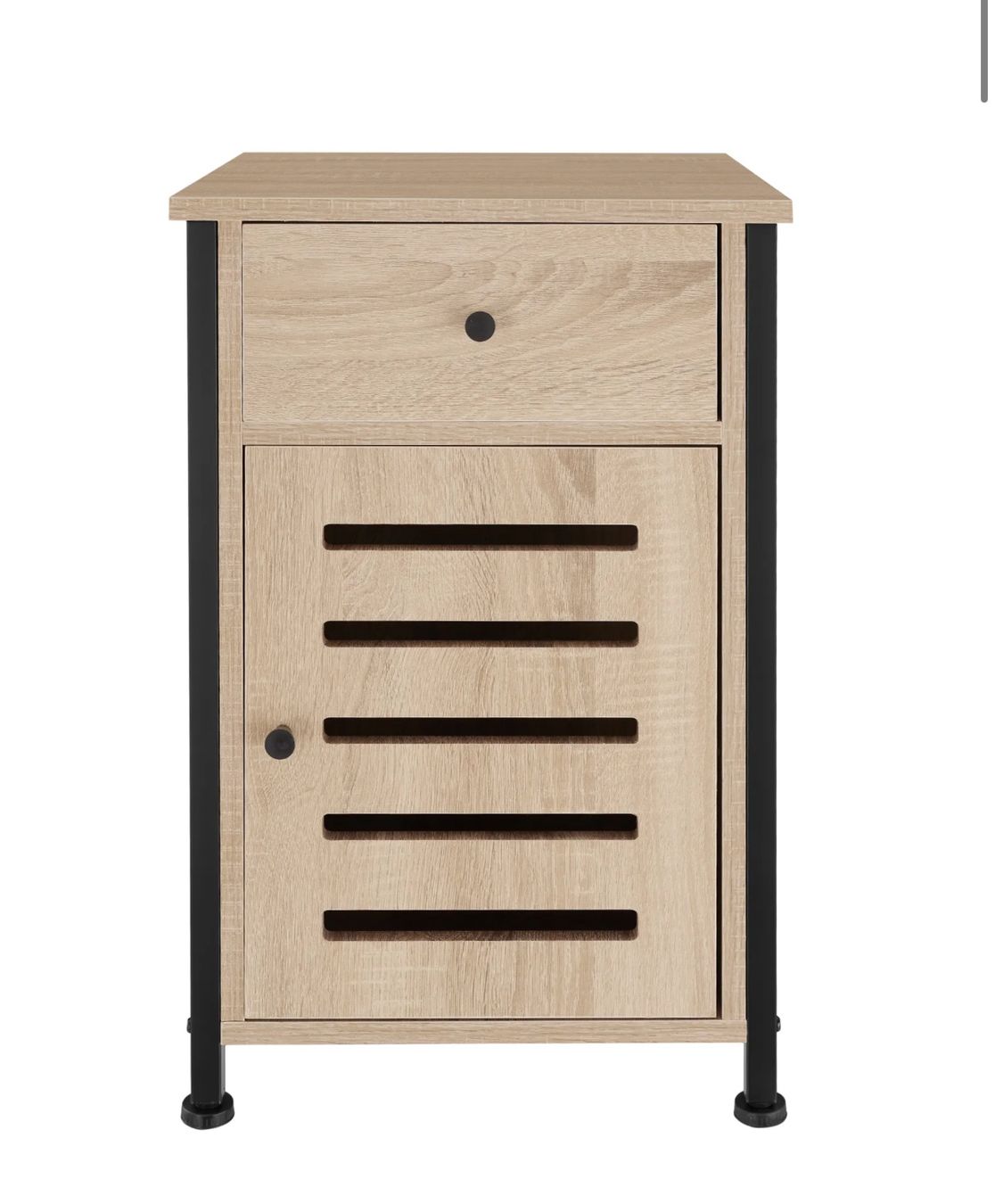 Comodini: neuer Nachttisch Industrial Holz hell, Eiche Sonoma – Nuovo e nell'imballaggio originale da Necker venduto da liq24