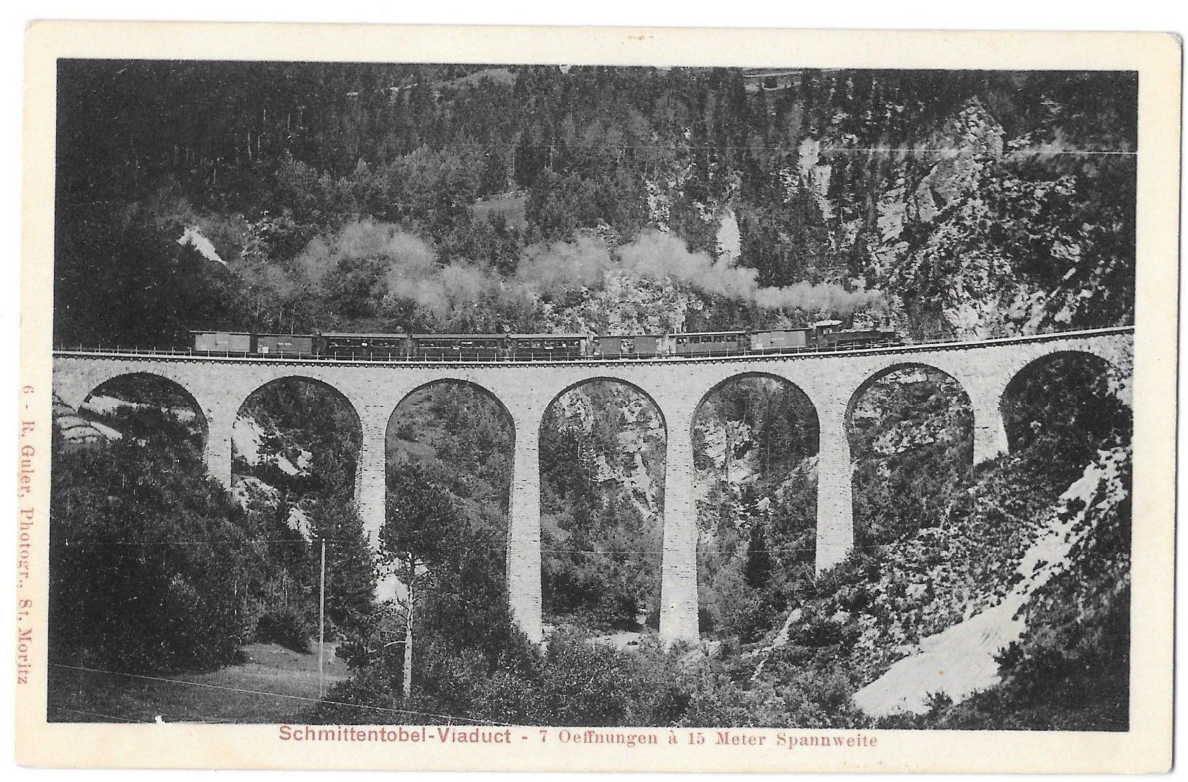 Cartoline postali: Schmitten Schmittentobel-Viadukt mit Dampfzug – Usato da Olten venduto da clotaldi