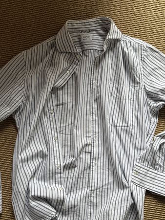 Herren Hemd Aspesi gestreift weiss blau Grösse M( 40 15 3/4)