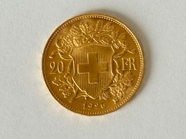 20 Franken Vreneli 1926, stgl, Goldmünze